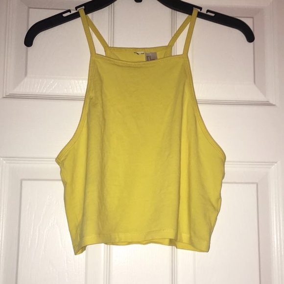 yellow halter crop top